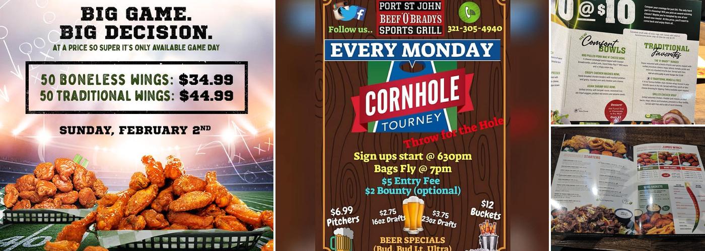 Beef 'O' Brady's Menu