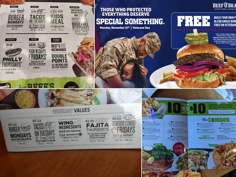 Beef 'O' Brady's Menu