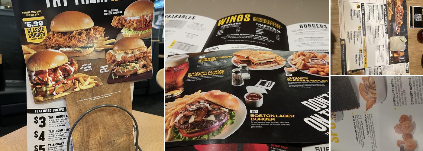 Buffalo Wild Wings Menu