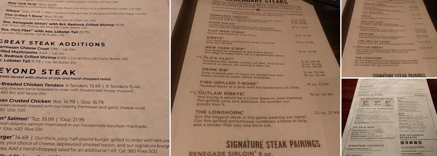 LongHorn Steakhouse Menu