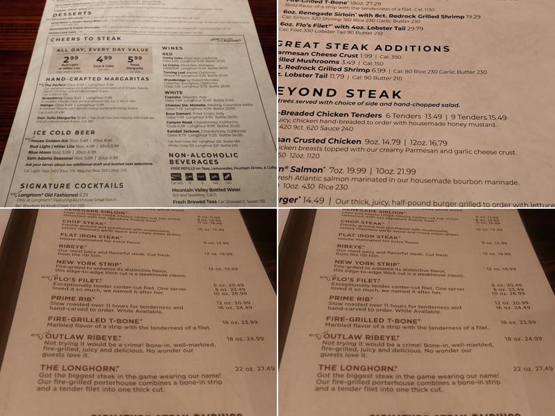 LongHorn Steakhouse Menu