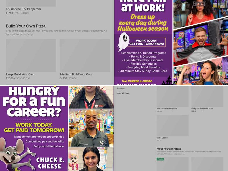 Chuck E. Cheese Menu