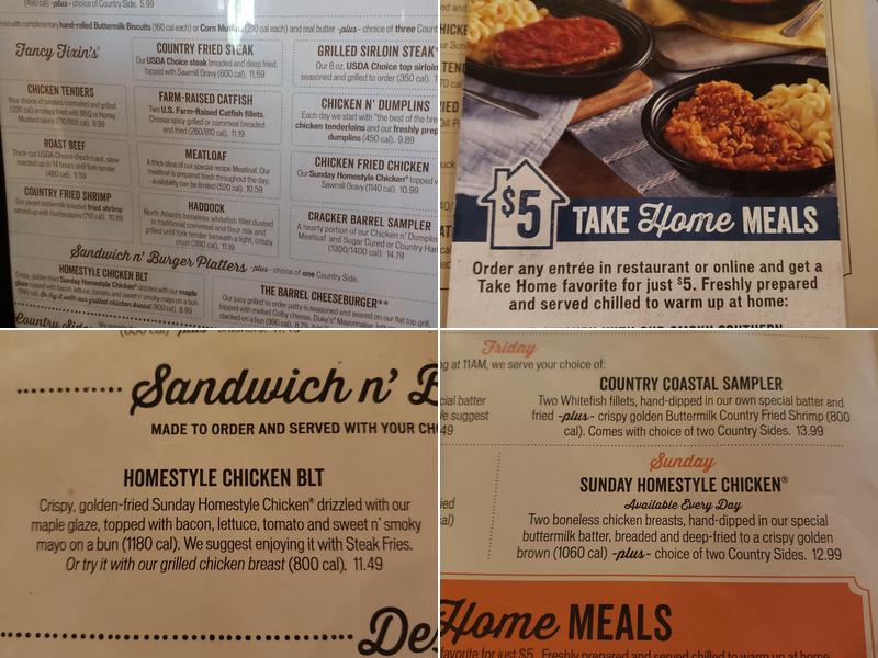 Cracker Barrel Old Country Store Menu