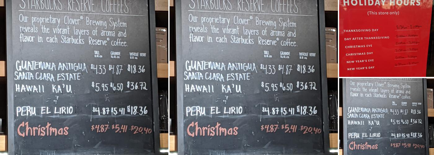 Starbucks Menu