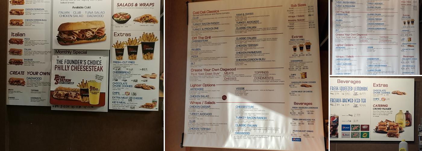 Penn Station East Coast Subs Menu