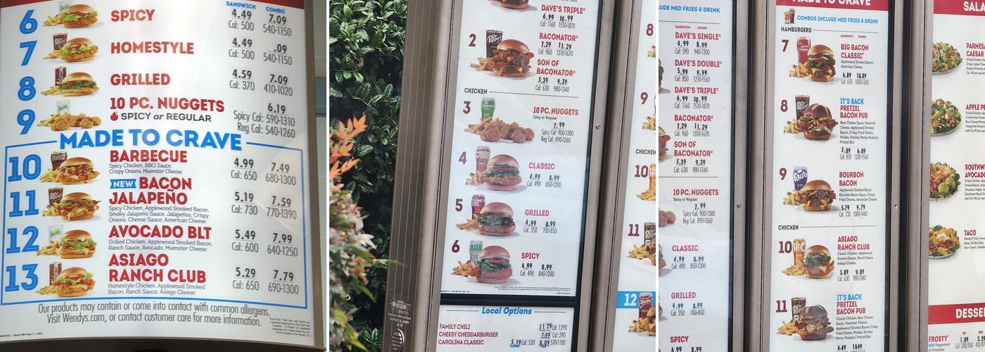 Wendy's Menu