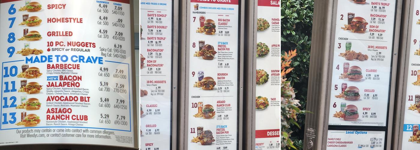 Wendy's Menu