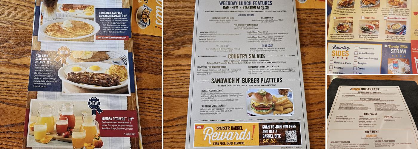 Cracker Barrel Old Country Store Menu