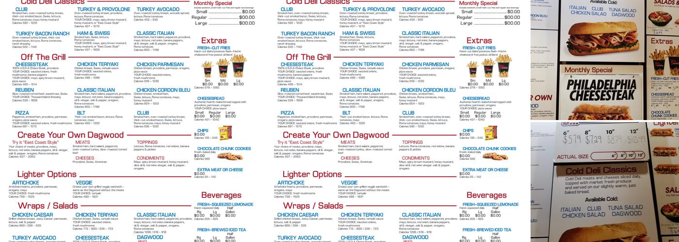 Penn Station East Coast Subs Menu