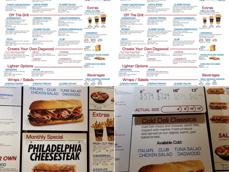 Penn Station East Coast Subs Menu