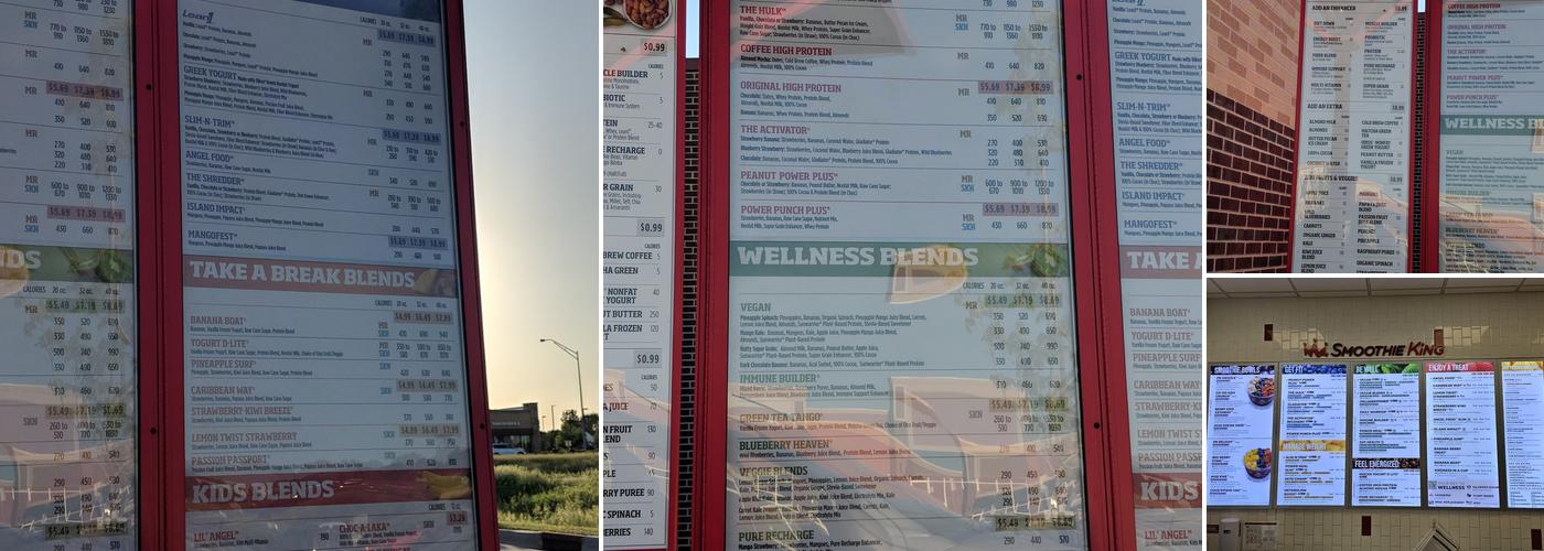 Smoothie King Menu