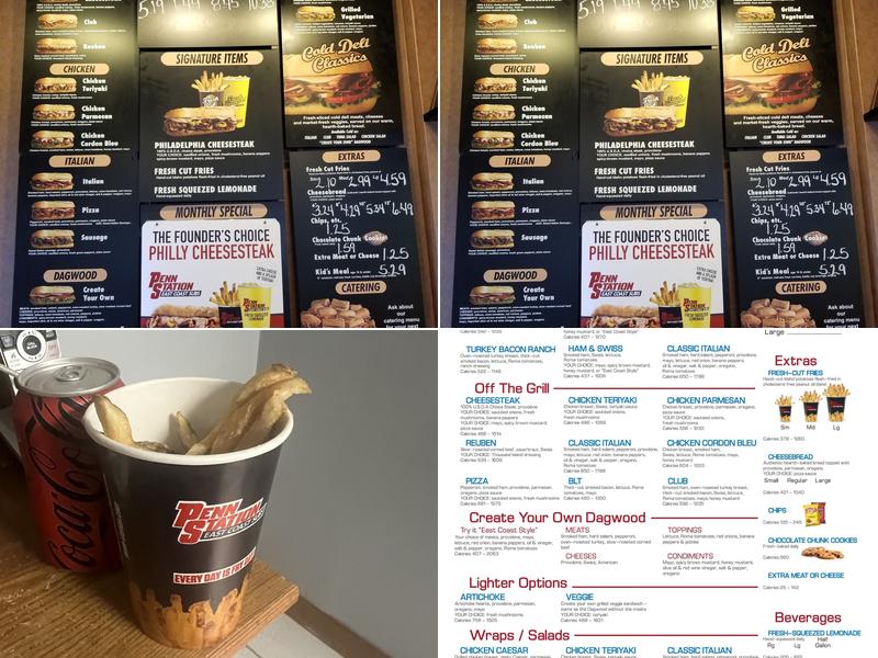 Penn Station East Coast Subs Menu