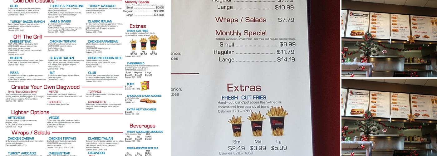 Penn Station East Coast Subs Menu