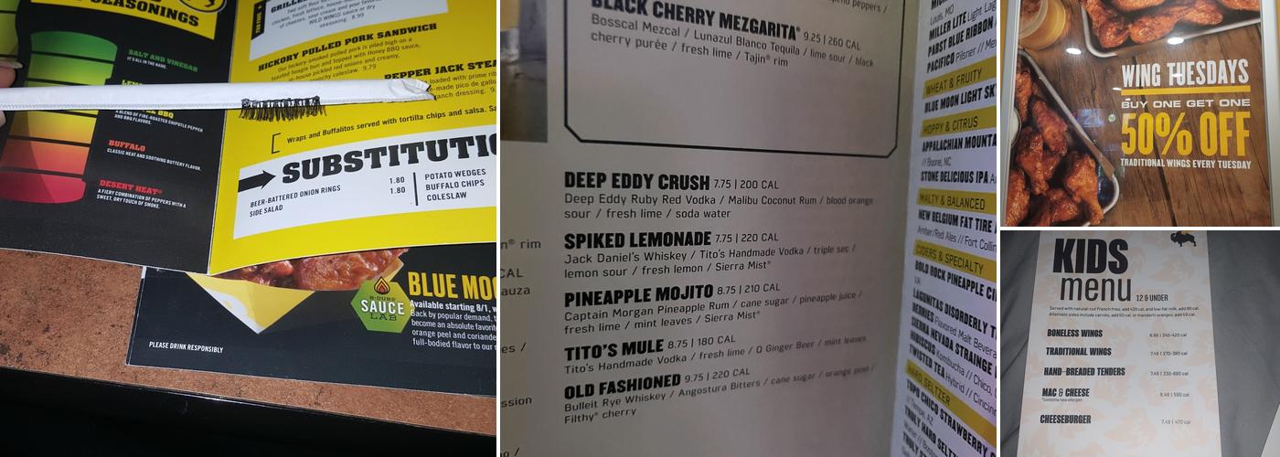 Buffalo Wild Wings Menu