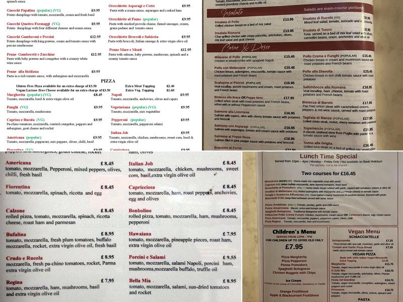 Bella Mia Finchley Menu