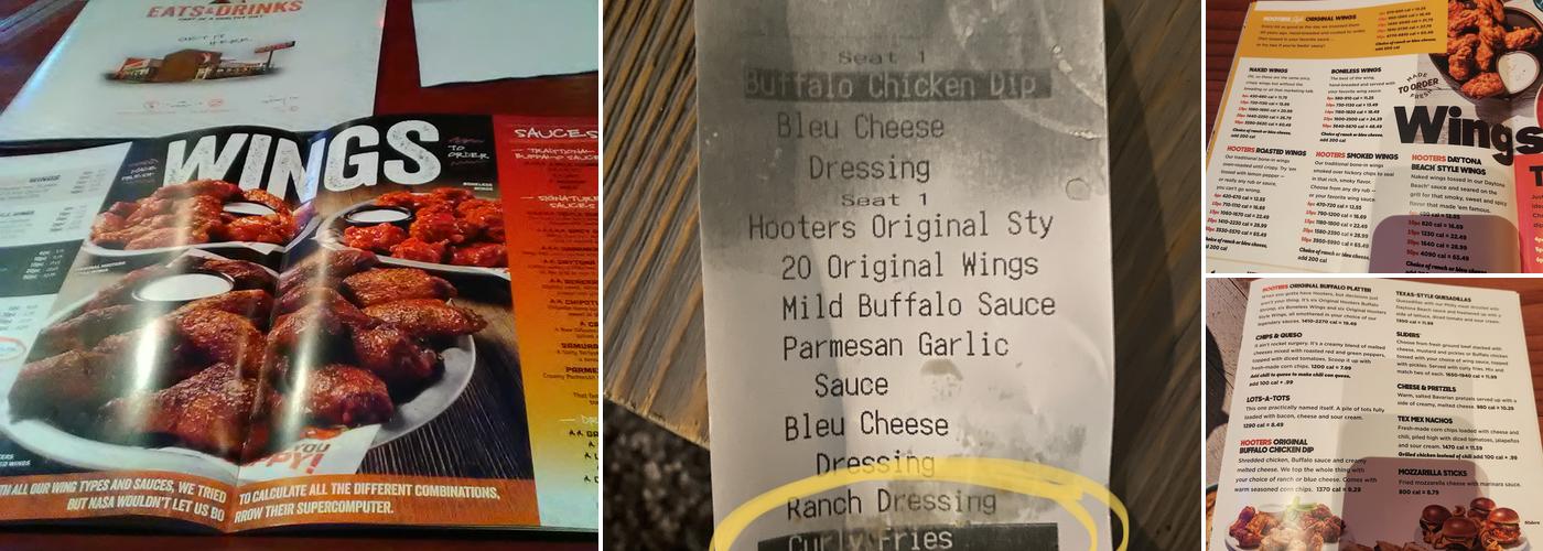 Hooters Menu