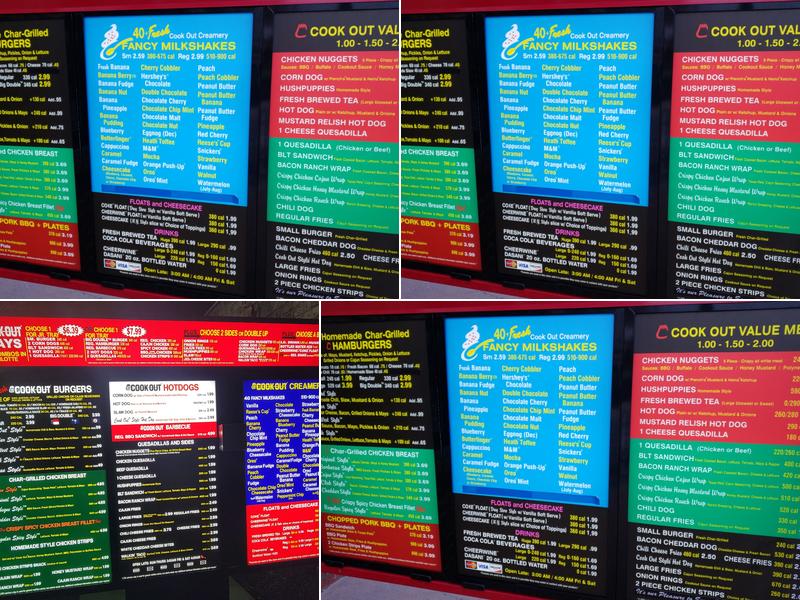 Cook Out Menu