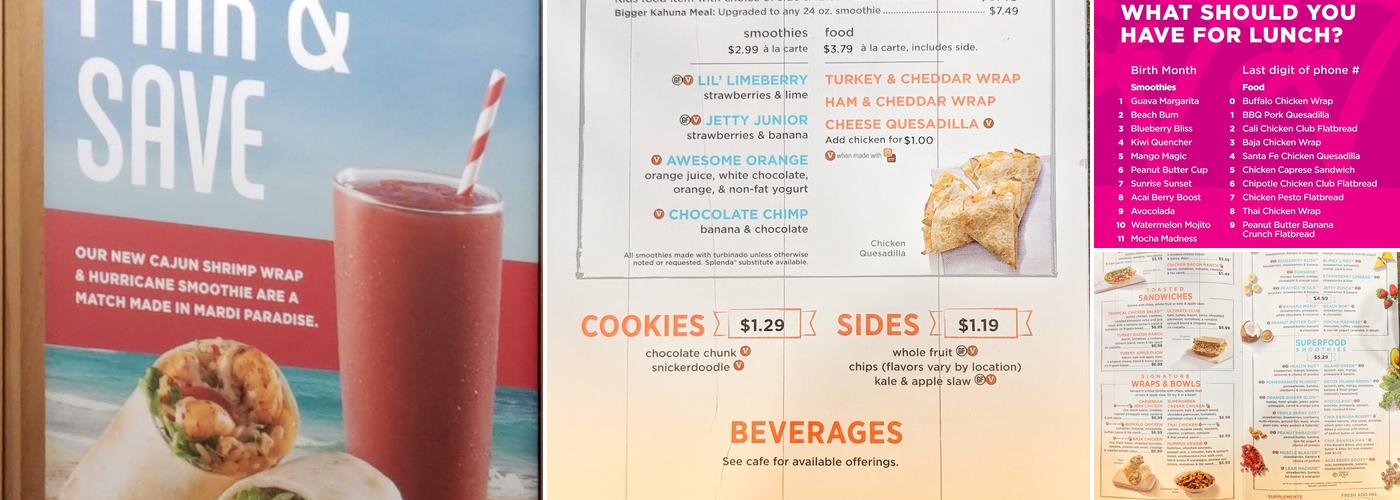 Tropical Smoothie Cafe Menu