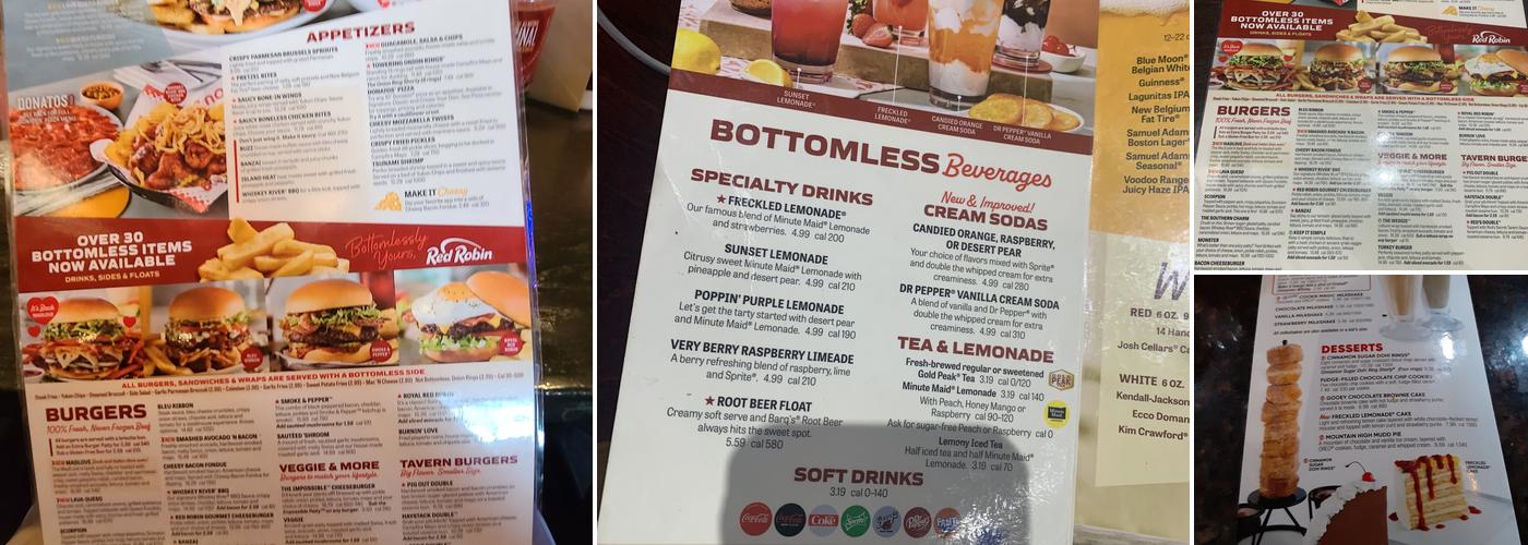 Red Robin Gourmet Burgers and Brews Menu
