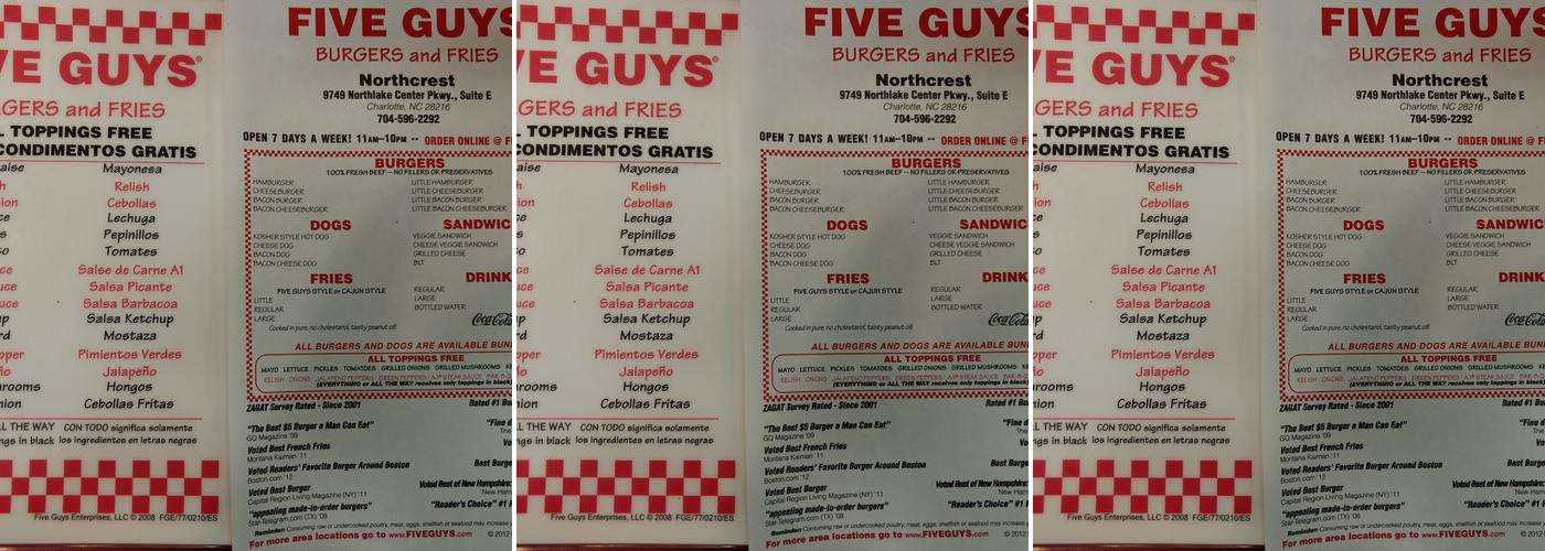 Five Guys Menu