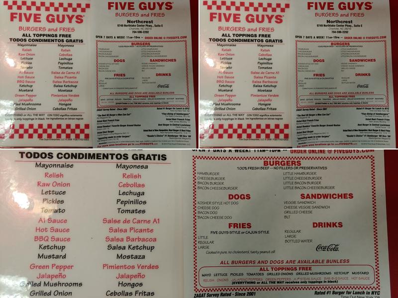 Five Guys Menu