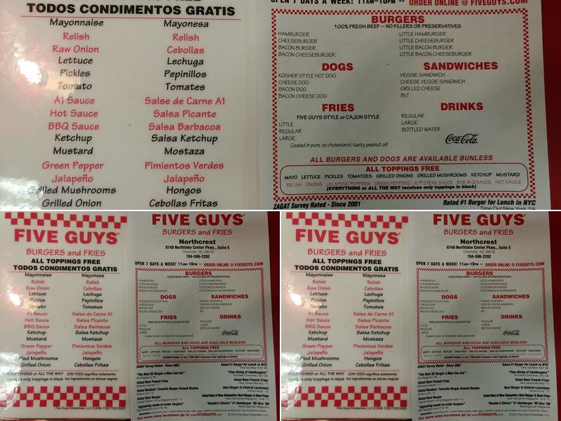 Five Guys Menu