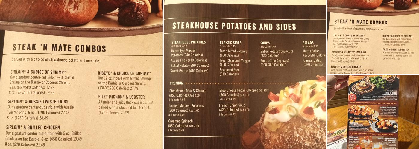 Outback Steakhouse Menu