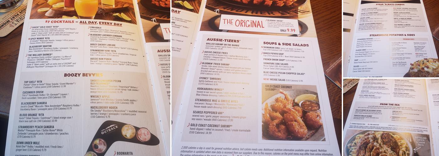 Outback Steakhouse Menu
