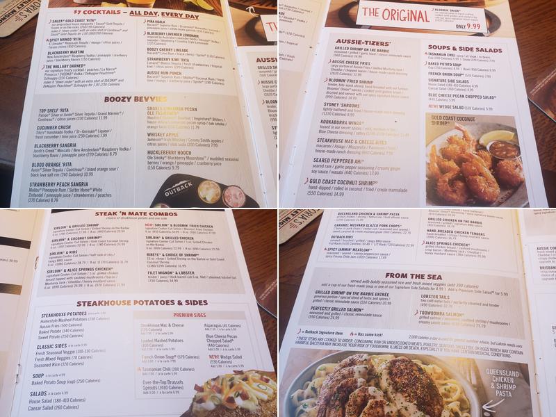 Outback Steakhouse Menu