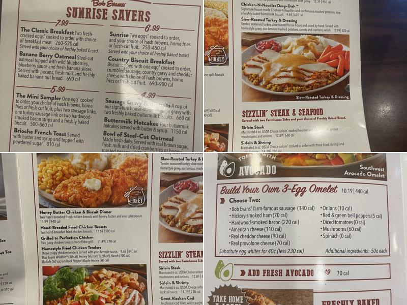 Bob Evans Menu