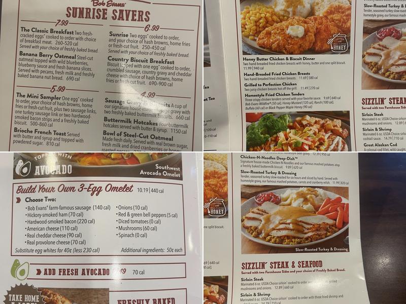 Bob Evans Menu