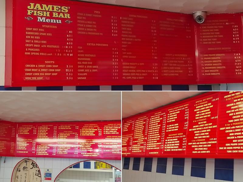 James' Fish Bar Menu