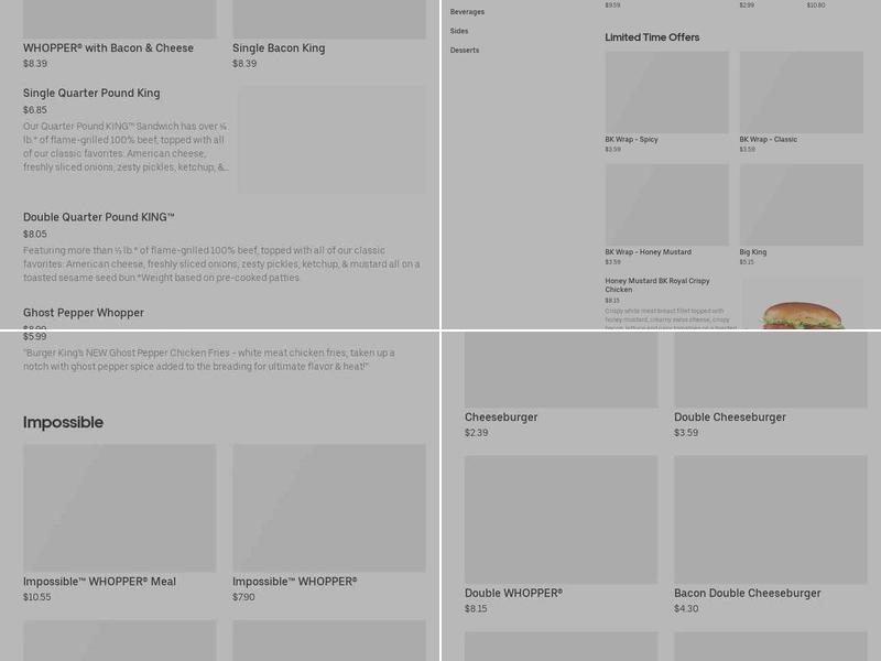Burger King Menu