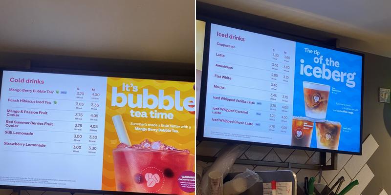 Costa Coffee Menu
