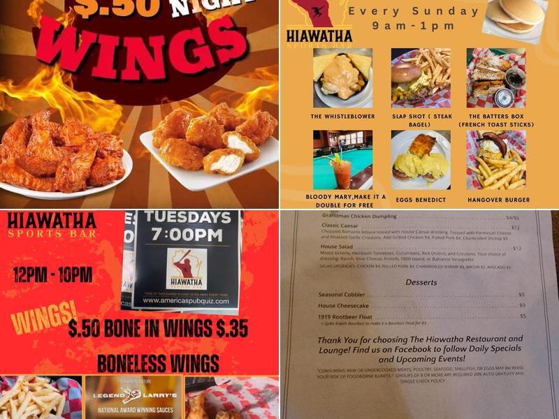 Hiawatha Sports Bar Menu