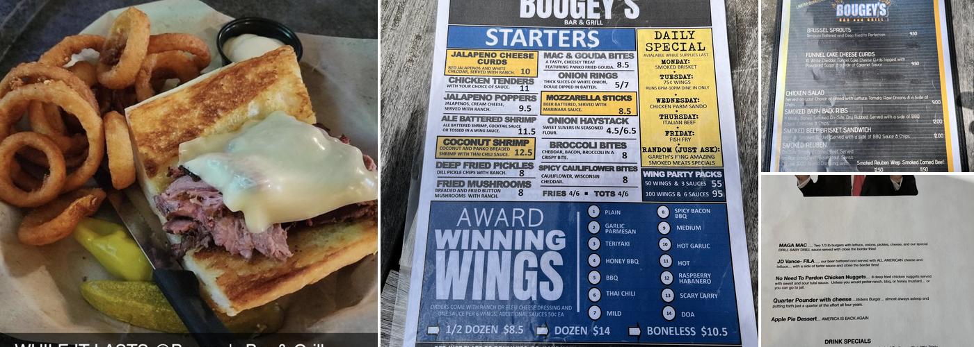 Bougey's Bar & Grill Menu