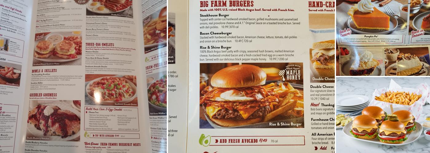 Bob Evans Menu