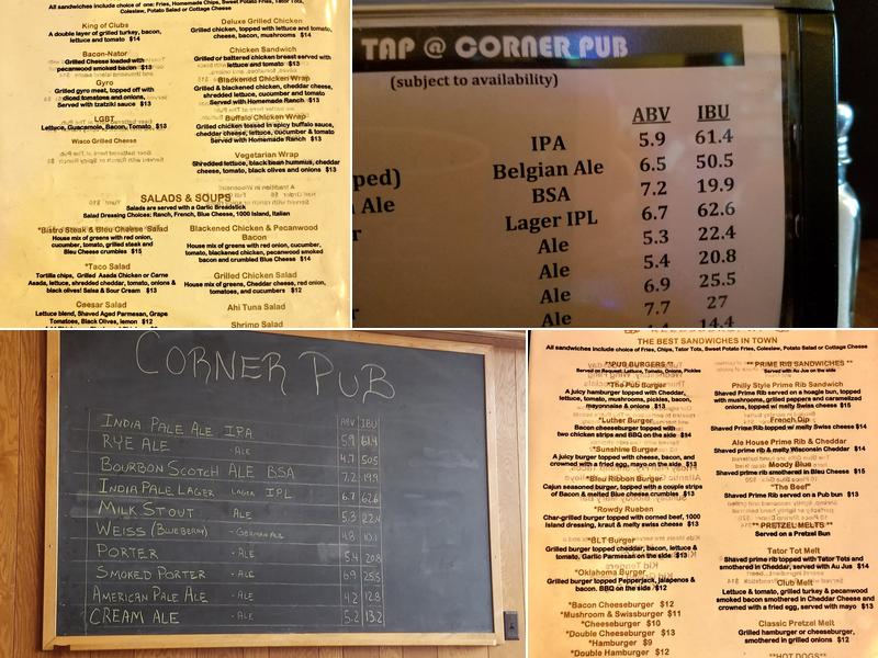 Corner Pub Brewery Menu