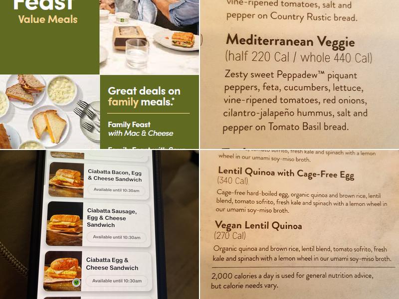 Panera Bread Menu