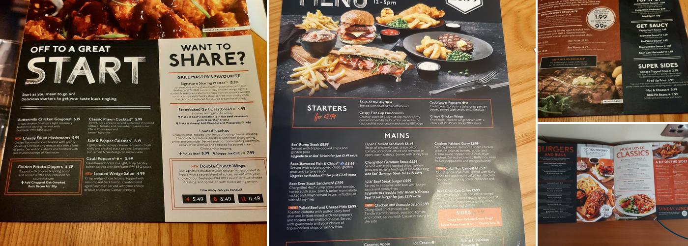Oakley Hay Beefeater Menu