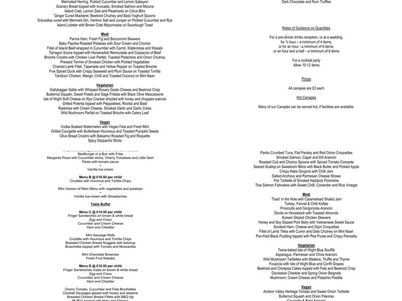 All About Catering Menu