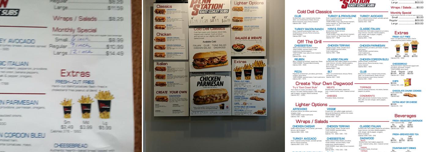 Penn Station East Coast Subs Menu