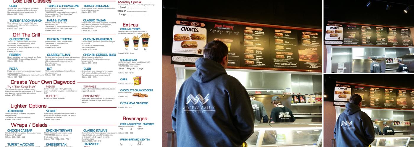 Penn Station East Coast Subs Menu