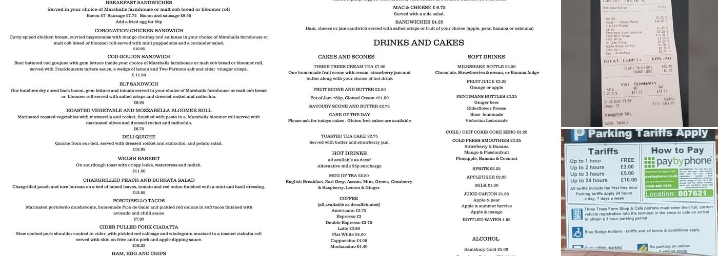 Three Trees Farm Shop & Cafe Menu