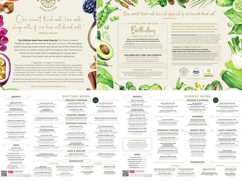 The Three Swans Hotel Menu