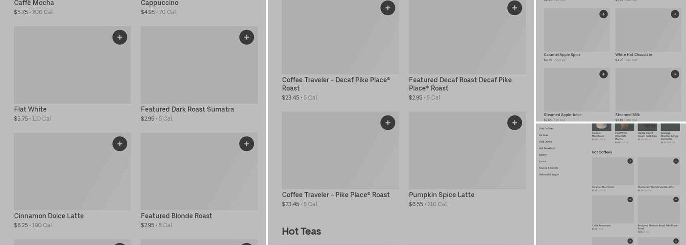 Starbucks Coffee Company Menu