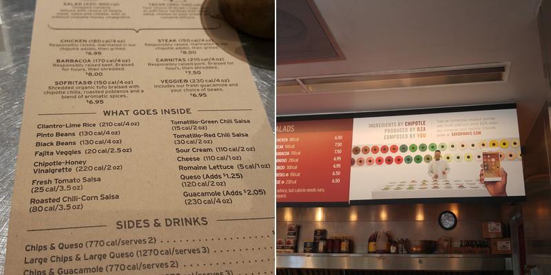 Chipotle Mexican Grill Menu