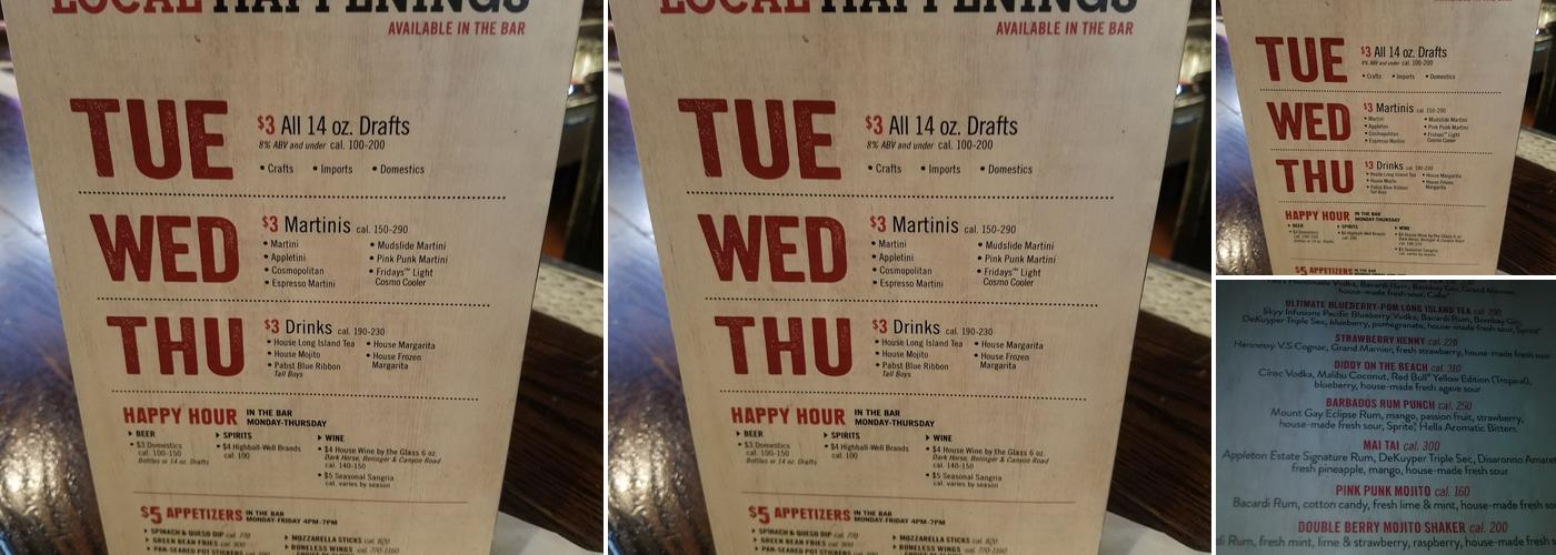 TGI Fridays Menu