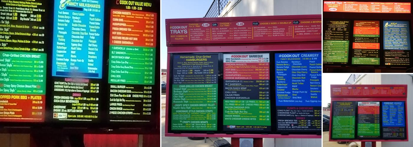 Cook Out Menu
