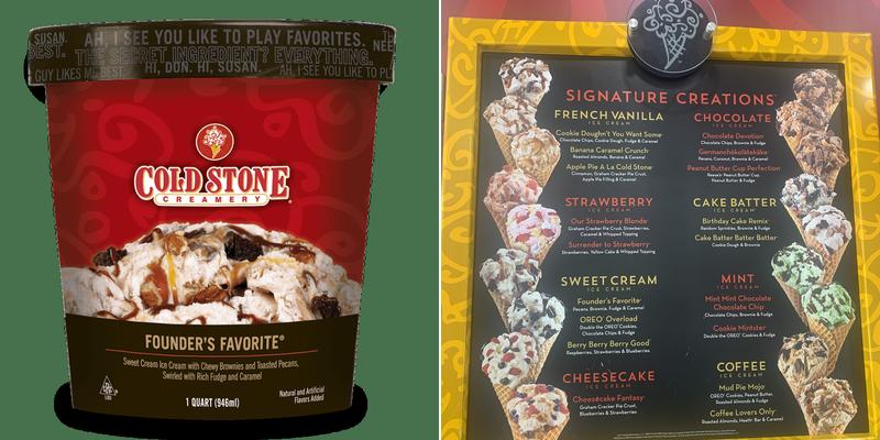 Cold Stone Creamery Menu